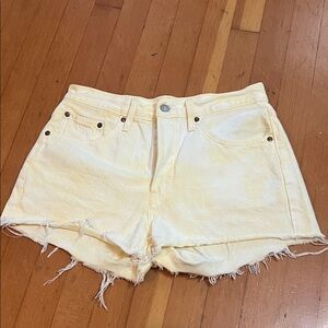Women's Cream Denim Shorts